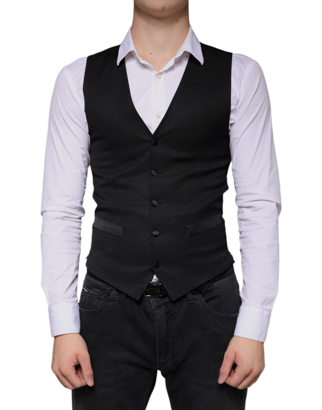 Dolce &amp; Gabbana Sample Sale Dolce &amp; Gabbana Black Wool Waistcoat Dress Formal Vest - | Designer outlet