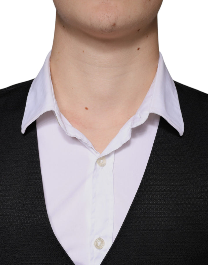 Dolce &amp; Gabbana Sample Sale Dolce &amp; Gabbana Black Wool Waistcoat Dress Formal Vest - | Designer outlet