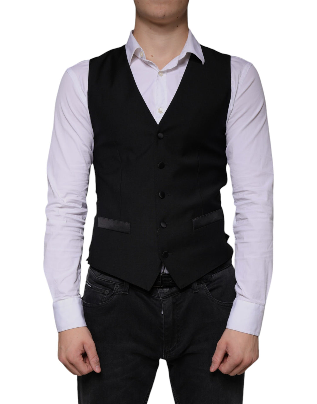Dolce &amp; Gabbana Sample Sale Dolce &amp; Gabbana Black Wool Waistcoat Dress Formal Vest - | Designer outlet