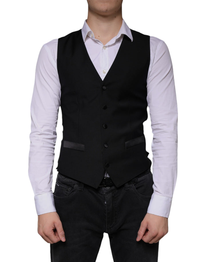 Dolce &amp; Gabbana Sample Sale Dolce &amp; Gabbana Black Wool Waistcoat Dress Formal Vest - | Designer outlet