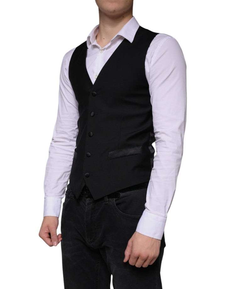 Dolce &amp; Gabbana Sample Sale Dolce &amp; Gabbana Black Wool Waistcoat Dress Formal Vest - | Designer outlet