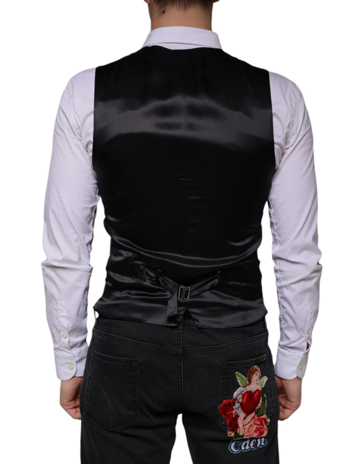 Dolce &amp; Gabbana Sample Sale Dolce &amp; Gabbana Black Wool Waistcoat Dress Formal Vest - | Designer outlet