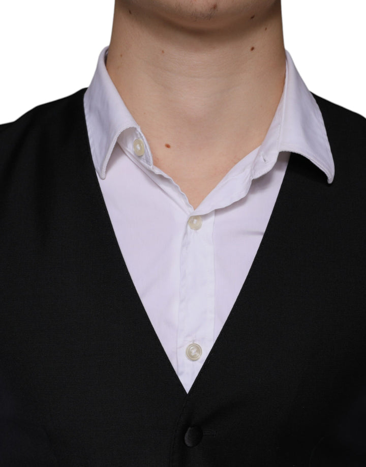 Dolce &amp; Gabbana Sample Sale Dolce &amp; Gabbana Black Wool Waistcoat Dress Formal Vest - | Designer outlet