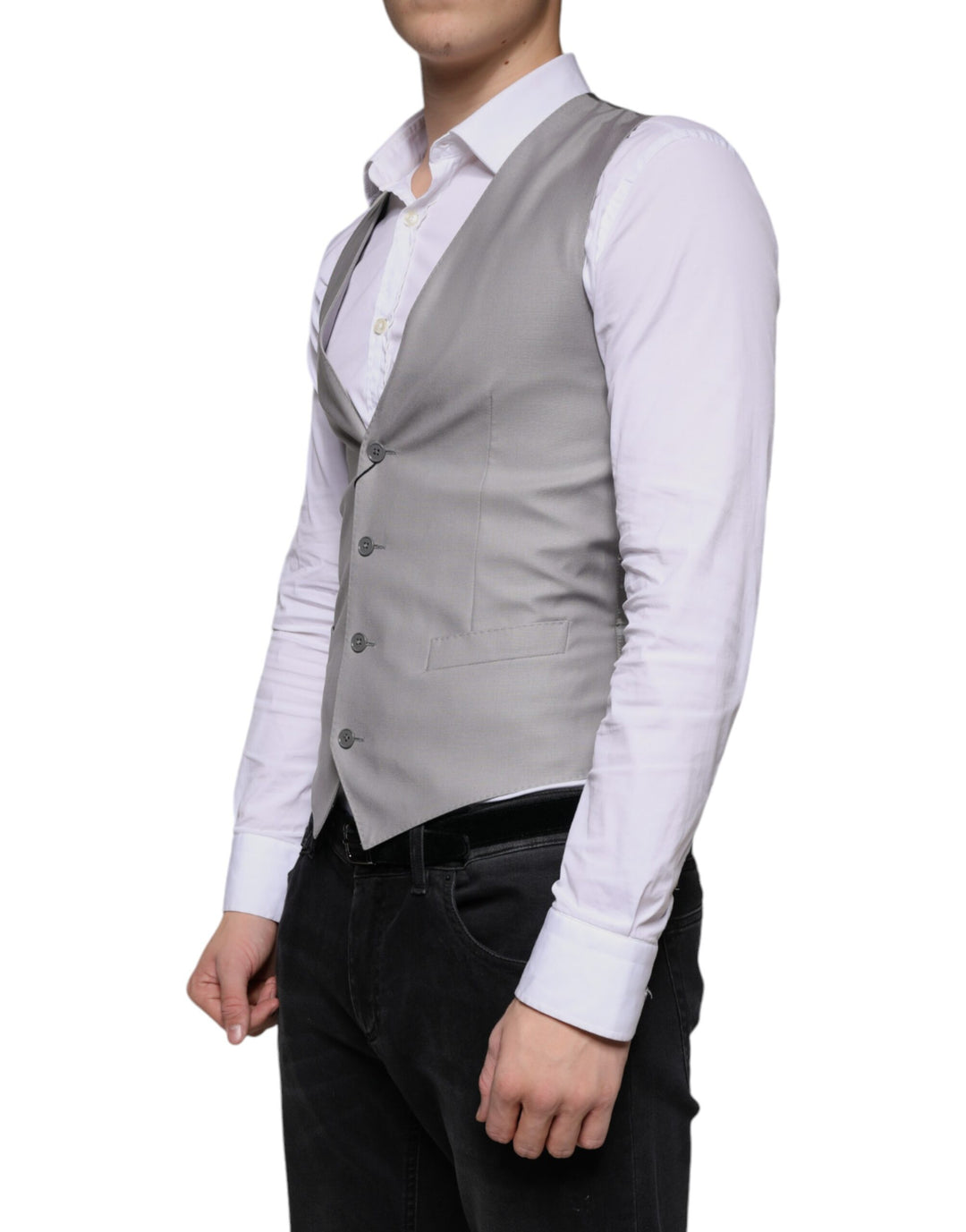 Dolce &amp; Gabbana Sample Sale Dolce &amp; Gabbana Light Gray Wool Formal Dress Waistcoat Vest - | Designer outlet