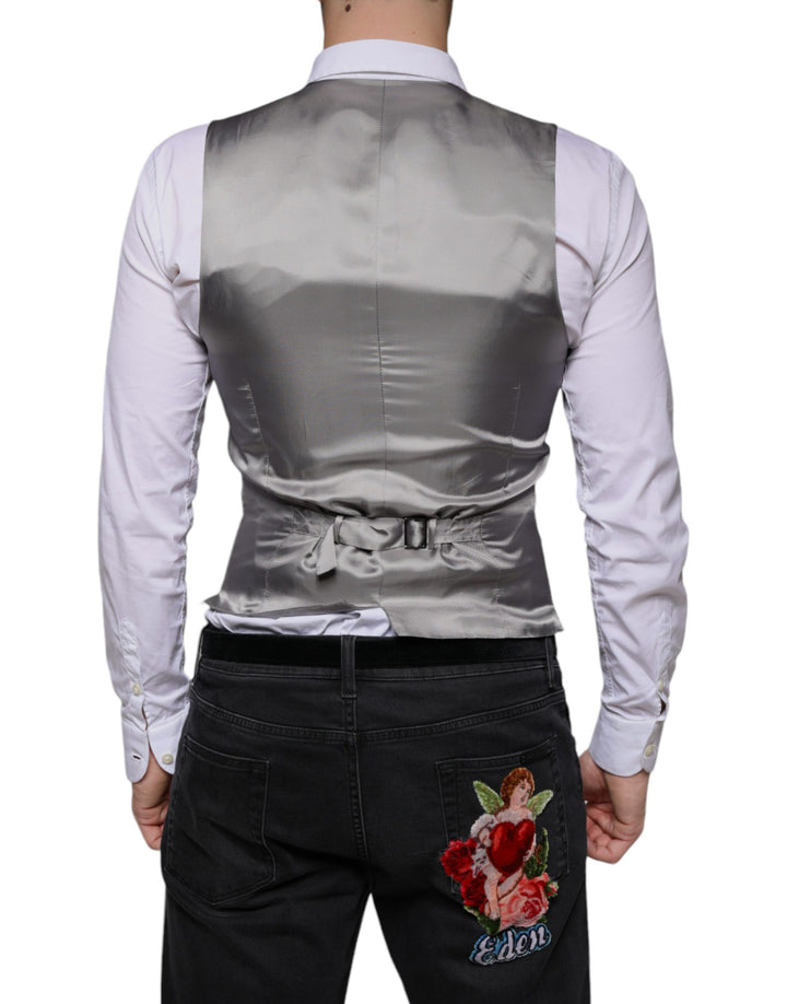 Dolce &amp; Gabbana Sample Sale Dolce &amp; Gabbana Light Gray Wool Formal Dress Waistcoat Vest - | Designer outlet