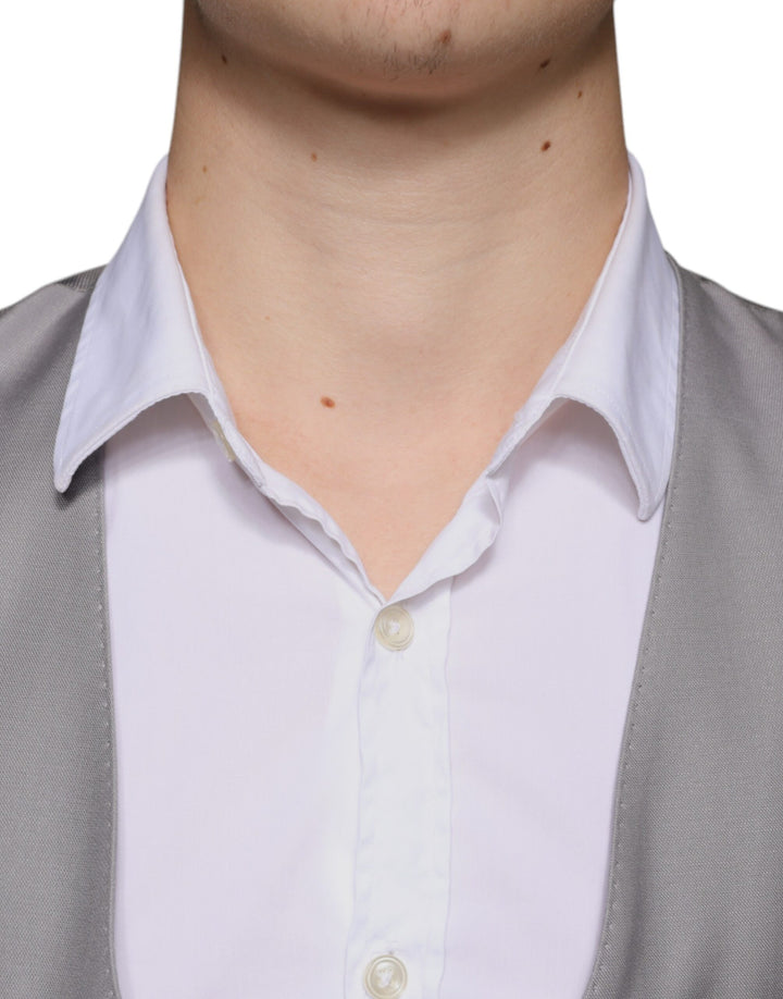 Dolce &amp; Gabbana Sample Sale Dolce &amp; Gabbana Light Gray Wool Formal Dress Waistcoat Vest - | Designer outlet