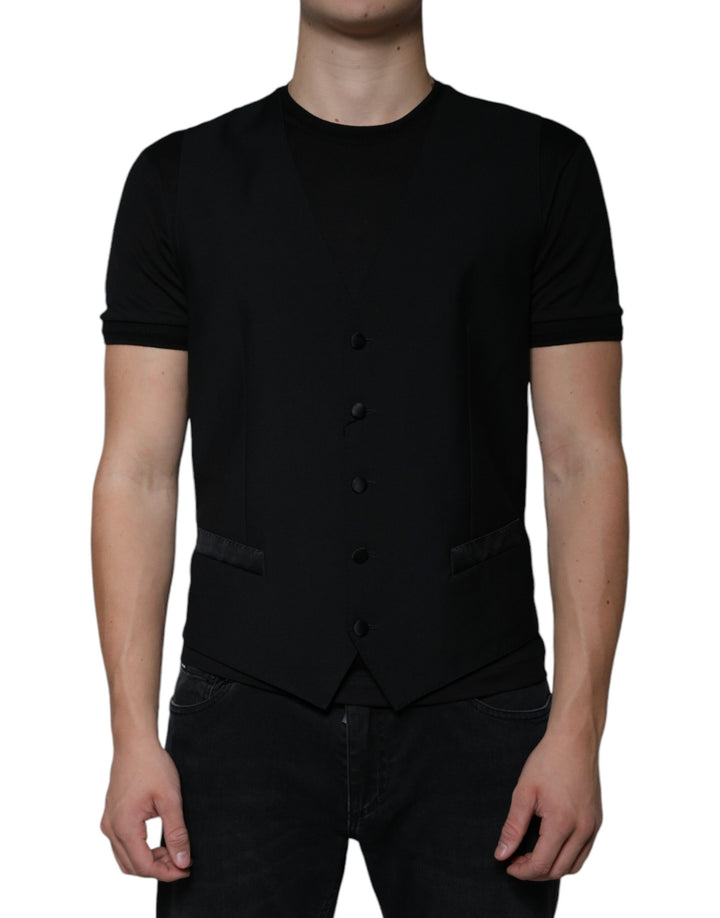 Dolce &amp; Gabbana Sample Sale Dolce &amp; Gabbana Black Wool Formal Dress Men Waistcoat Vest - | Designer outlet