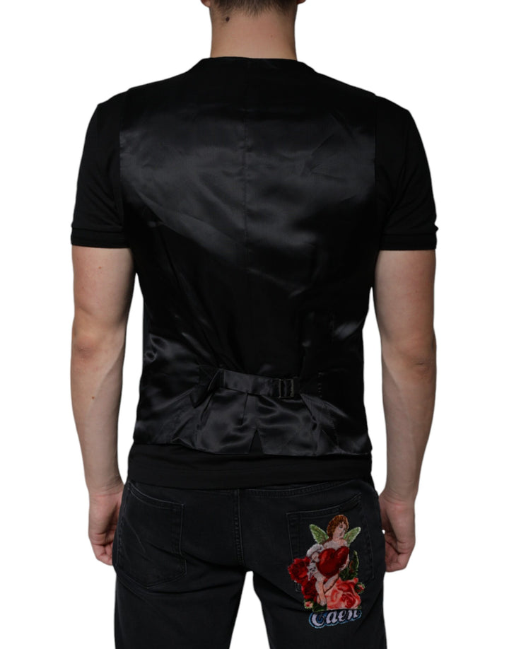 Dolce &amp; Gabbana Sample Sale Dolce &amp; Gabbana Black Wool Formal Dress Men Waistcoat Vest - | Designer outlet