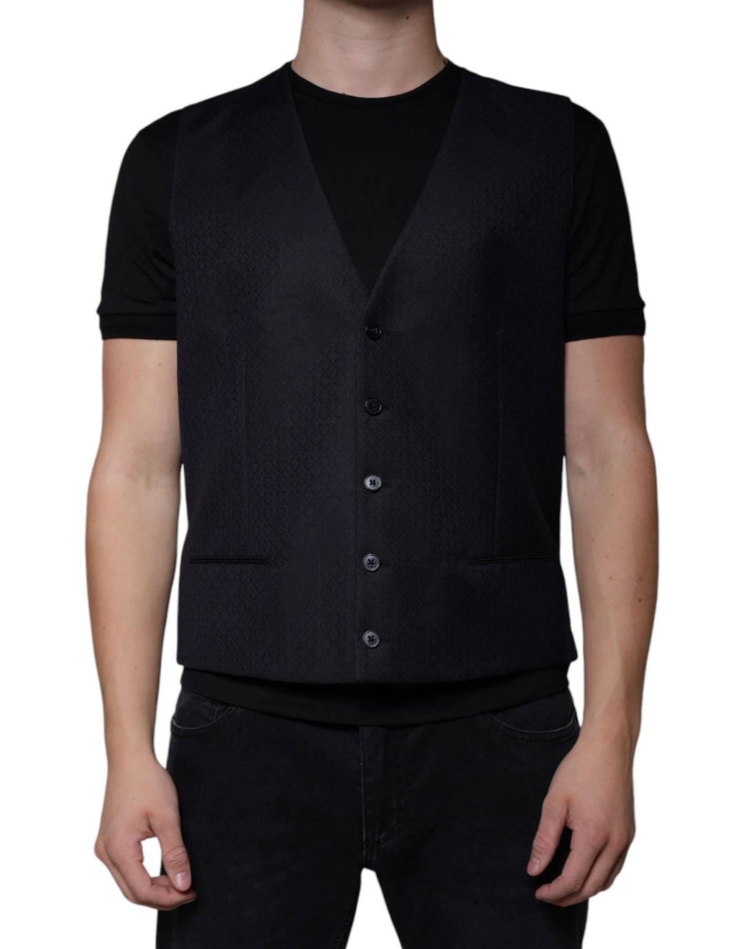 Dolce &amp; Gabbana Sample Sale Dolce &amp; Gabbana Black Wool Waistcoat Dress Formal Vest - | Designer outlet