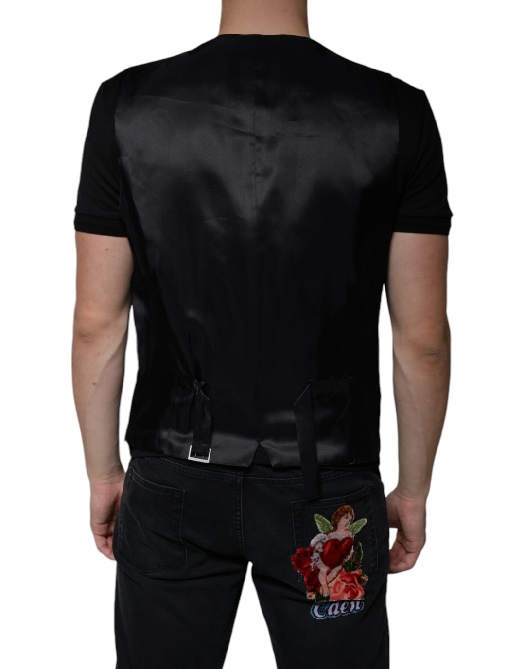 Dolce &amp; Gabbana Sample Sale Dolce &amp; Gabbana Black Wool Waistcoat Dress Formal Vest - | Designer outlet
