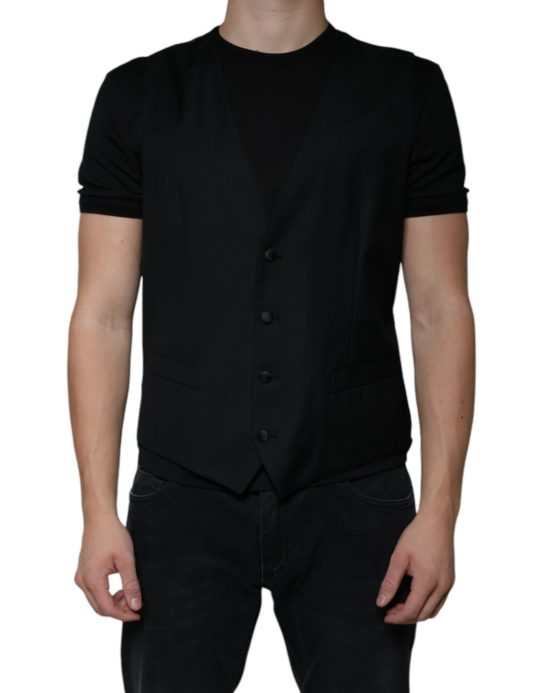 Dolce &amp; Gabbana Sample Sale Dolce &amp; Gabbana Black Wool Waistcoat Dress Formal Vest - | Designer outlet