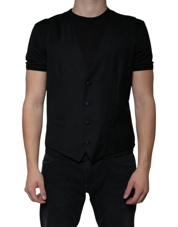 Dolce &amp; Gabbana Sample Sale Dolce &amp; Gabbana Black Wool Waistcoat Dress Formal Vest - | Designer outlet