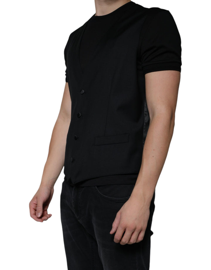 Dolce &amp; Gabbana Sample Sale Dolce &amp; Gabbana Black Wool Waistcoat Dress Formal Vest - | Designer outlet