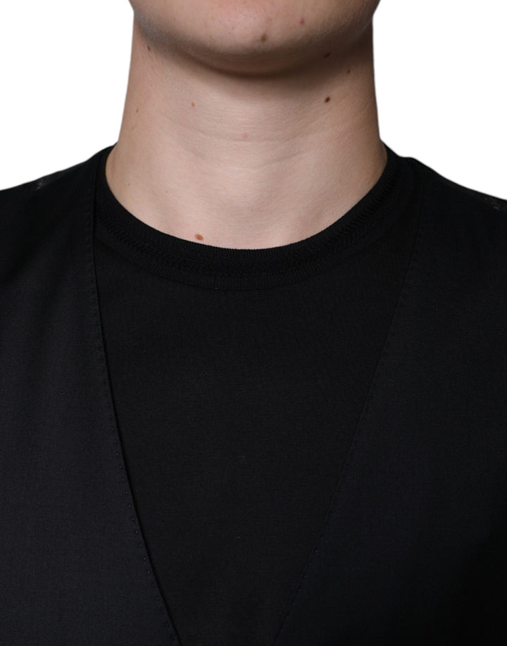 Dolce &amp; Gabbana Sample Sale Dolce &amp; Gabbana Black Wool Waistcoat Dress Formal Vest - | Designer outlet