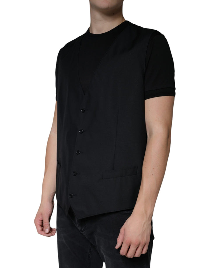 Dolce &amp; Gabbana Sample Sale Dolce &amp; Gabbana Black Wool Waistcoat Dress Formal Vest - | Designer outlet