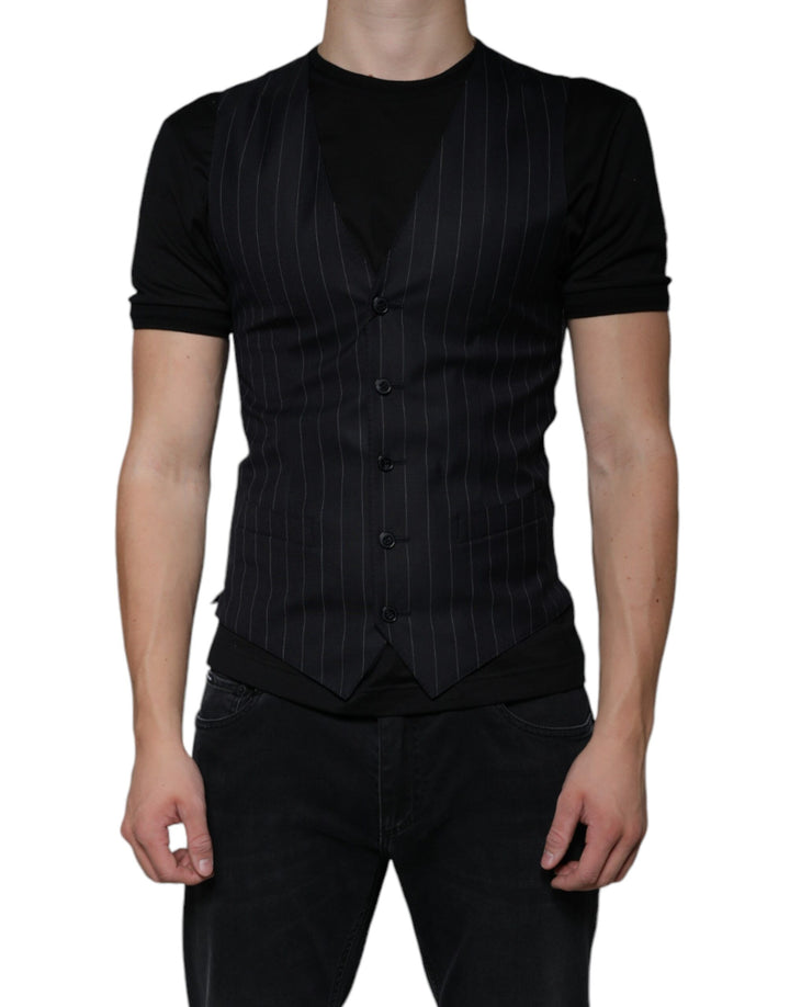 Dolce &amp; Gabbana Sample Sale Dolce &amp; Gabbana Black Leather Waistcoat Dress Formal Vest - | Designer outlet