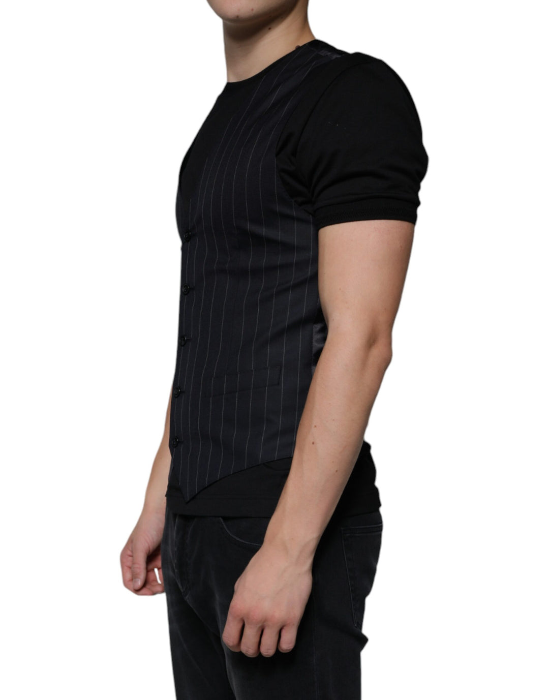 Dolce &amp; Gabbana Sample Sale Dolce &amp; Gabbana Black Leather Waistcoat Dress Formal Vest - | Designer outlet