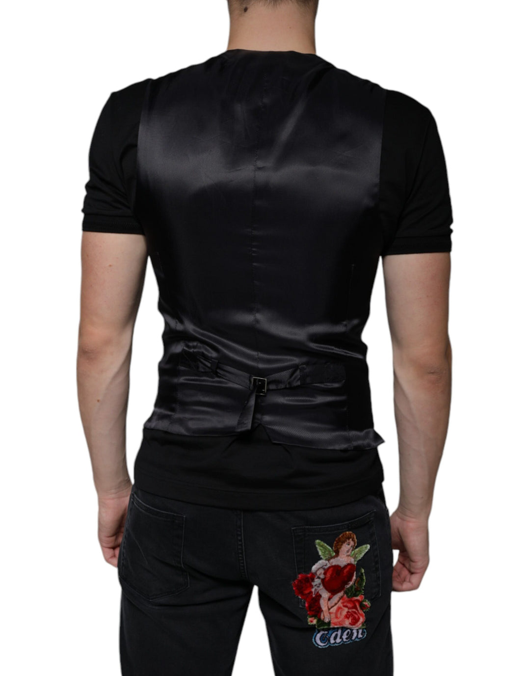 Dolce &amp; Gabbana Sample Sale Dolce &amp; Gabbana Black Leather Waistcoat Dress Formal Vest - | Designer outlet