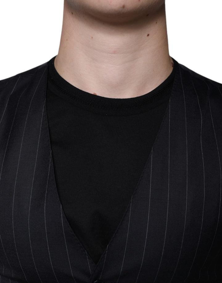Dolce &amp; Gabbana Sample Sale Dolce &amp; Gabbana Black Leather Waistcoat Dress Formal Vest - | Designer outlet