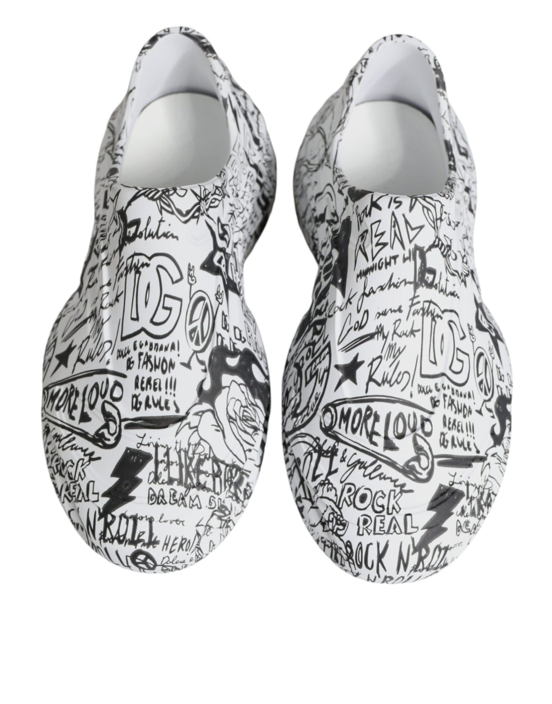 Dolce &amp; Gabbana Sample Sale Dolce &amp; Gabbana White Black Graffiti Daymaster Sneakers Shoes - | Designer outlet