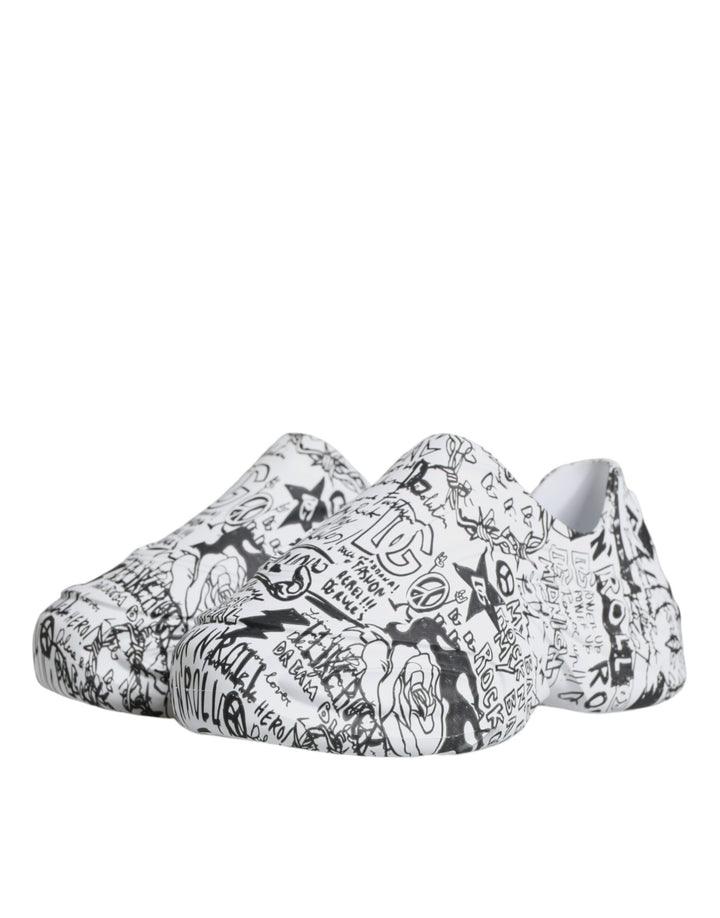 Dolce &amp; Gabbana Sample Sale Dolce &amp; Gabbana White Black Graffiti Daymaster Sneakers Shoes - | Designer outlet