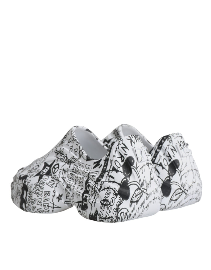Dolce &amp; Gabbana Sample Sale Dolce &amp; Gabbana White Black Graffiti Daymaster Sneakers Shoes - | Designer outlet