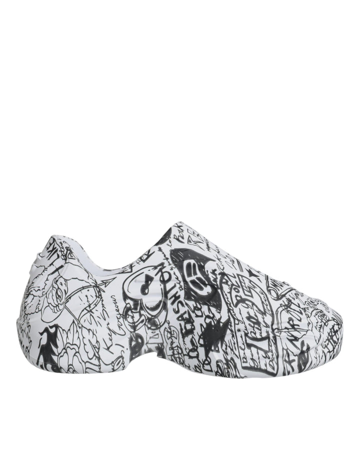 Dolce &amp; Gabbana Sample Sale Dolce &amp; Gabbana White Black Graffiti Daymaster Sneakers Shoes - | Designer outlet