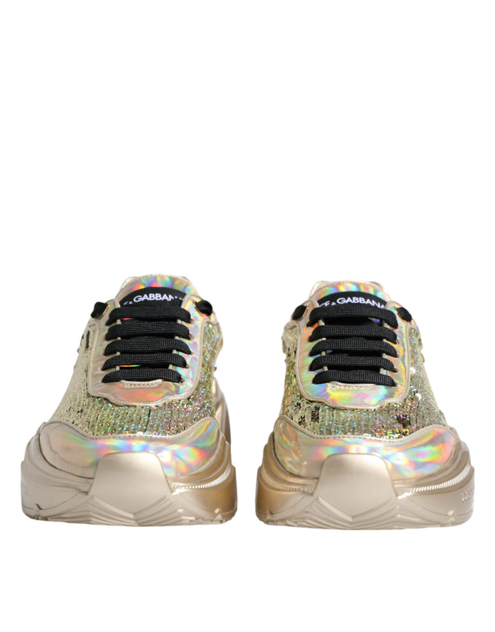 Dolce &amp; Gabbana Sample Sale Dolce &amp; Gabbana Gold Sequin Iridiscent Daymaster Sneakers Shoes - | Designer outlet