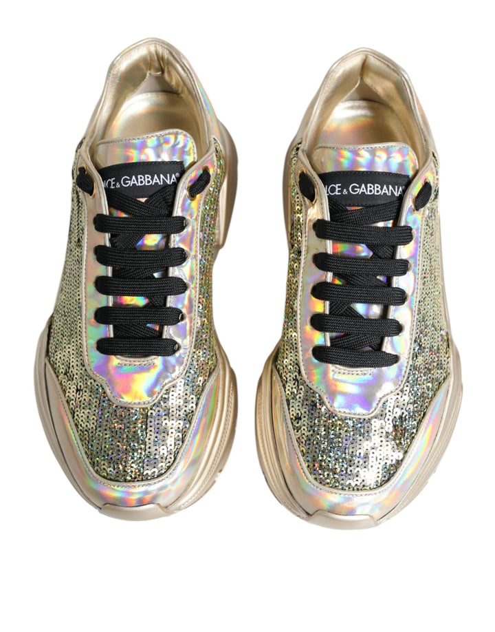 Dolce &amp; Gabbana Sample Sale Dolce &amp; Gabbana Gold Sequin Iridiscent Daymaster Sneakers Shoes - | Designer outlet