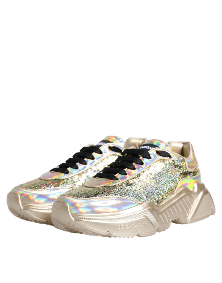 Dolce &amp; Gabbana Sample Sale Dolce &amp; Gabbana Gold Sequin Iridiscent Daymaster Sneakers Shoes - | Designer outlet