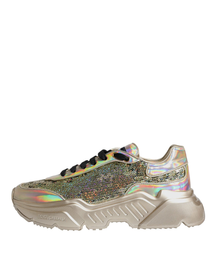 Dolce &amp; Gabbana Sample Sale Dolce &amp; Gabbana Gold Sequin Iridiscent Daymaster Sneakers Shoes - | Designer outlet