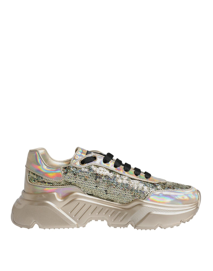 Dolce &amp; Gabbana Sample Sale Dolce &amp; Gabbana Gold Sequin Iridiscent Daymaster Sneakers Shoes - | Designer outlet