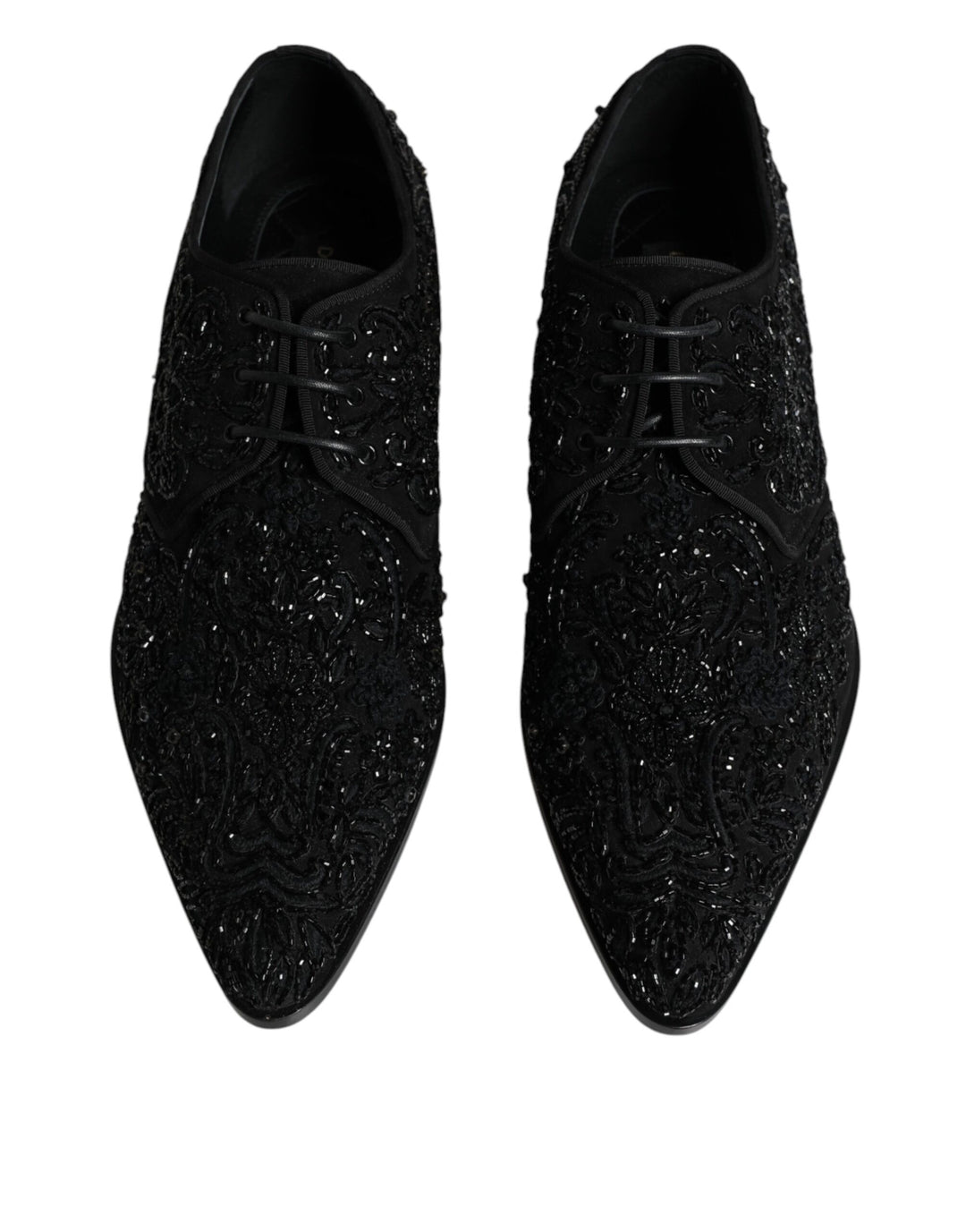 Dolce &amp; Gabbana Sample Sale Dolce &amp; Gabbana Black Embellished Suede Derby Formal Shoes - | Designer outlet