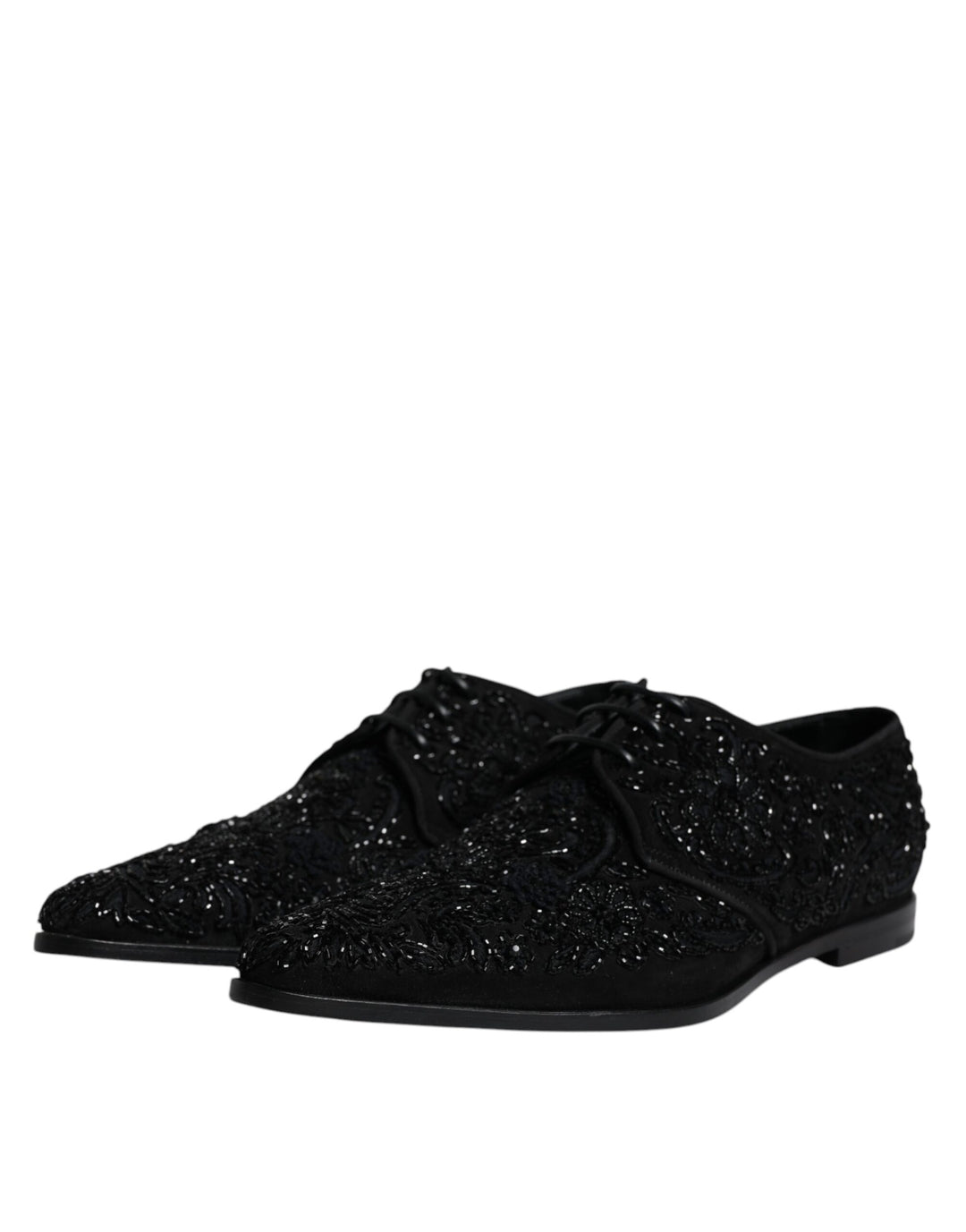 Dolce &amp; Gabbana Sample Sale Dolce &amp; Gabbana Black Embellished Suede Derby Formal Shoes - | Designer outlet