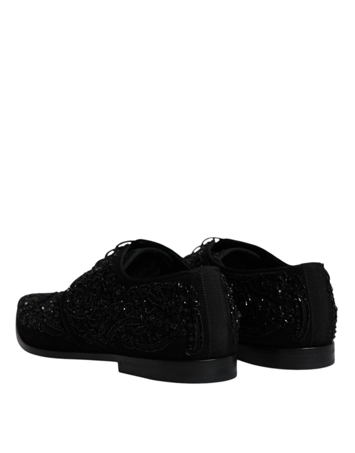 Dolce &amp; Gabbana Sample Sale Dolce &amp; Gabbana Black Embellished Suede Derby Formal Shoes - | Designer outlet