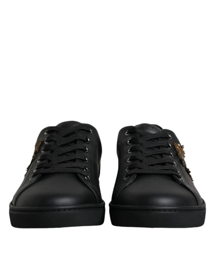 Dolce &amp; Gabbana Black London Sacred Heart Men Sneakers Shoes