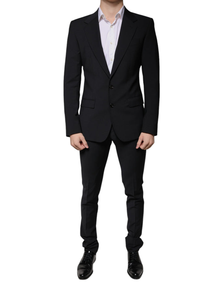 Dolce & Gabbana Black Wool 3 Piece Slim Fit Formal Men Suit