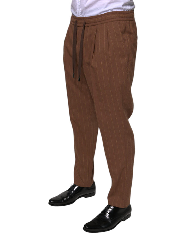 Dolce &amp; Gabbana Sample Sale Dolce &amp; Gabbana Brown Stripes Skinny Men Dress Pants - | Designer outlet