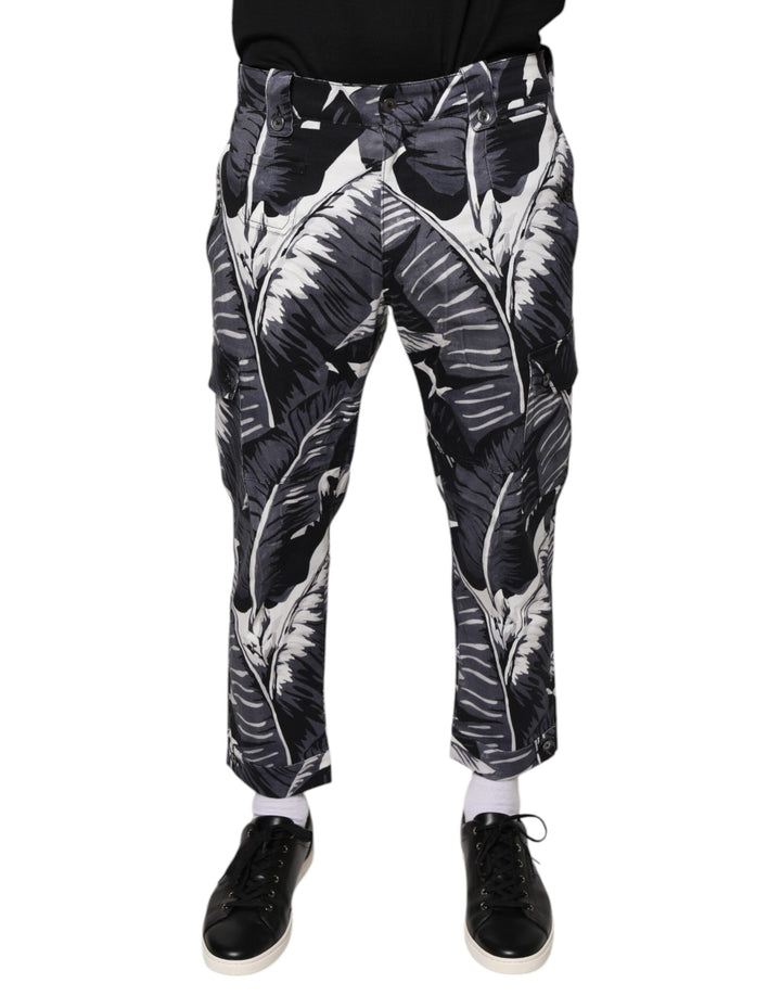 Dolce &amp; Gabbana Sample Sale Dolce &amp; Gabbana Gray Banana Leaf Cotton Stretch Capri Pants - | Designer outlet