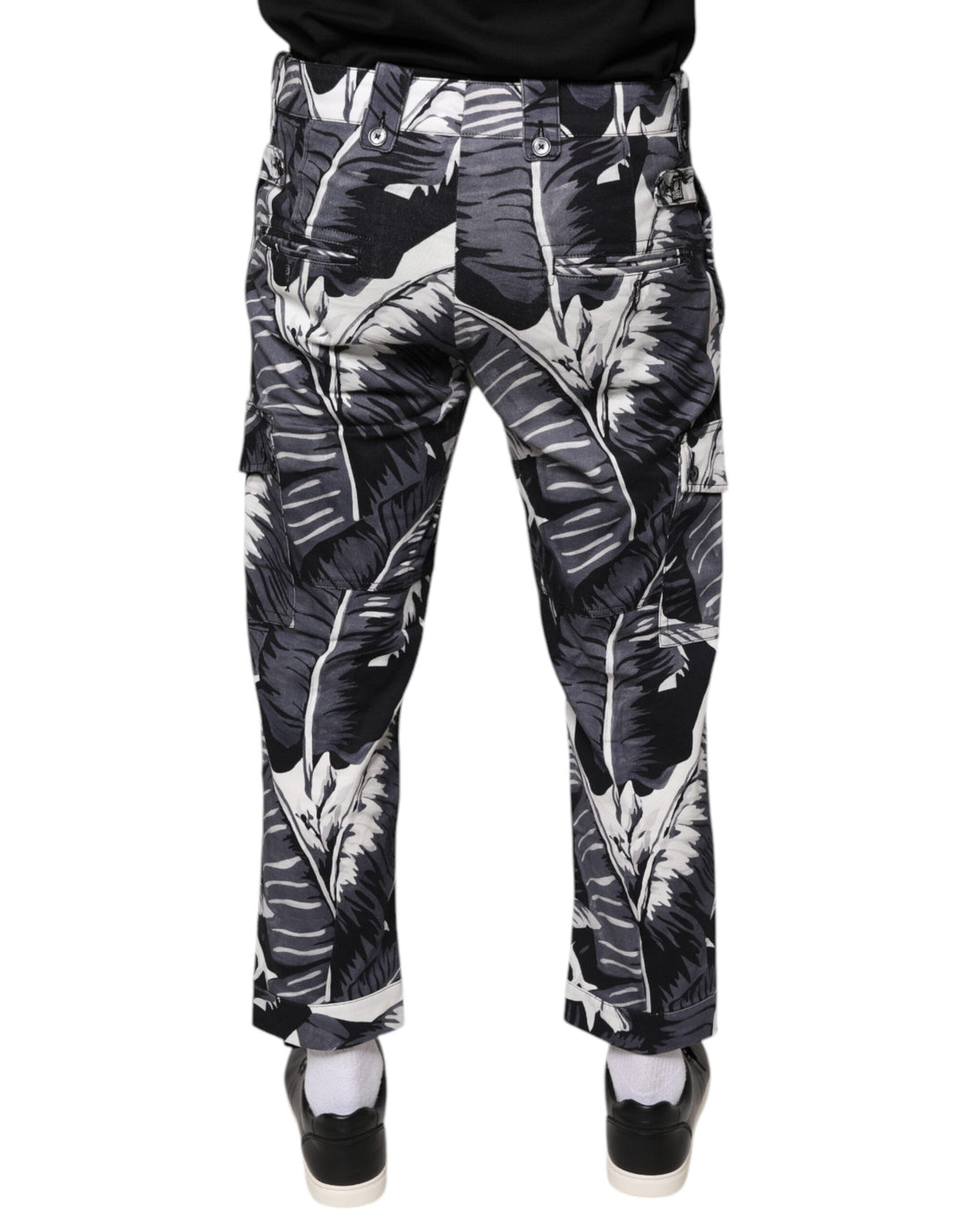 Dolce &amp; Gabbana Sample Sale Dolce &amp; Gabbana Gray Banana Leaf Cotton Stretch Capri Pants - | Designer outlet