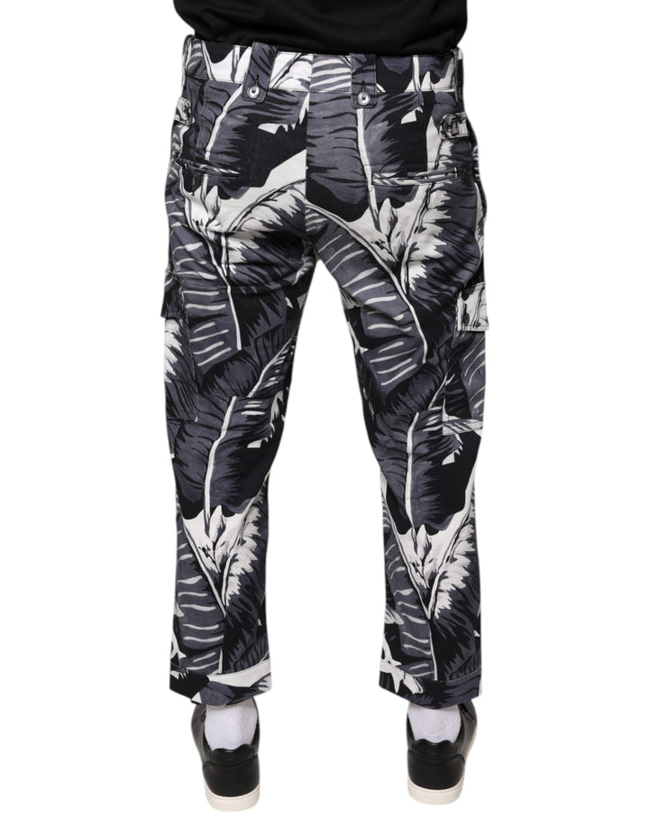 Dolce &amp; Gabbana Sample Sale Dolce &amp; Gabbana Gray Banana Leaf Cotton Stretch Capri Pants - | Designer outlet
