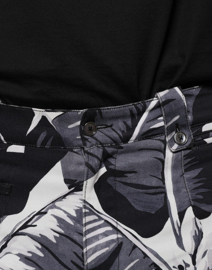 Dolce &amp; Gabbana Sample Sale Dolce &amp; Gabbana Gray Banana Leaf Cotton Stretch Capri Pants - | Designer outlet