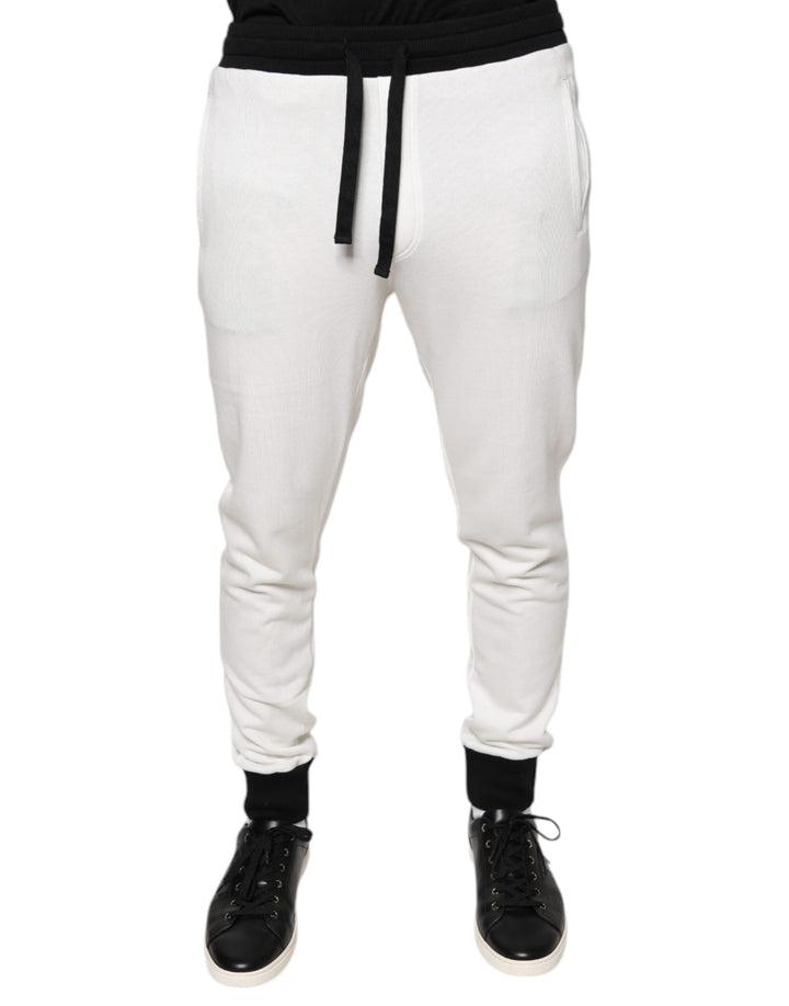 Dolce &amp; Gabbana Sample Sale Dolce &amp; Gabbana White Cotton Slim Men Jogger Sweatpants Pants - | Designer outlet