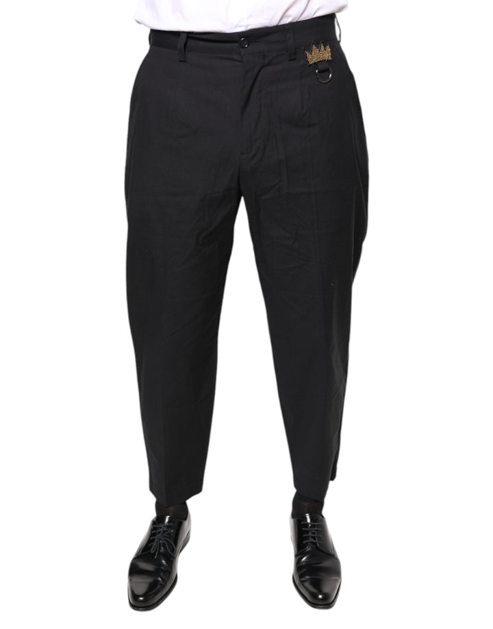 Dolce &amp; Gabbana Black Crown Cotton Dress Pants by Dolce &amp; Gabbana outlet now on sale