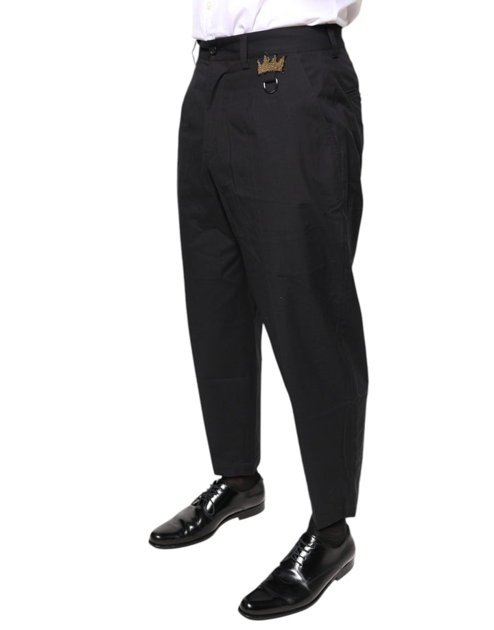 Dolce &amp; Gabbana Black Crown Cotton Dress Pants by Dolce &amp; Gabbana outlet now on sale