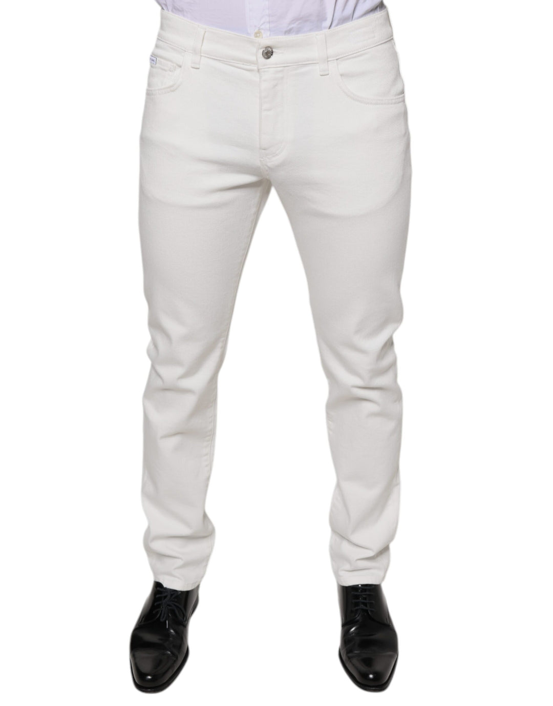 Dolce & Gabbana White Cotton Skinny Slim Men Denim Jeans by Dolce & Gabbana outlet now on sale