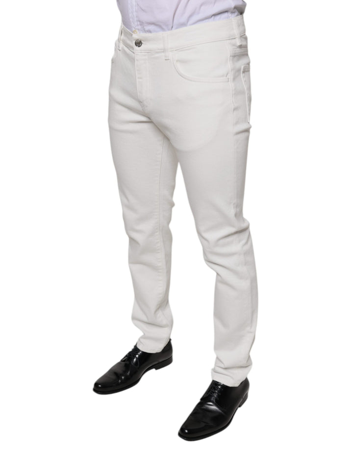 Dolce & Gabbana White Cotton Skinny Slim Men Denim Jeans by Dolce & Gabbana outlet now on sale