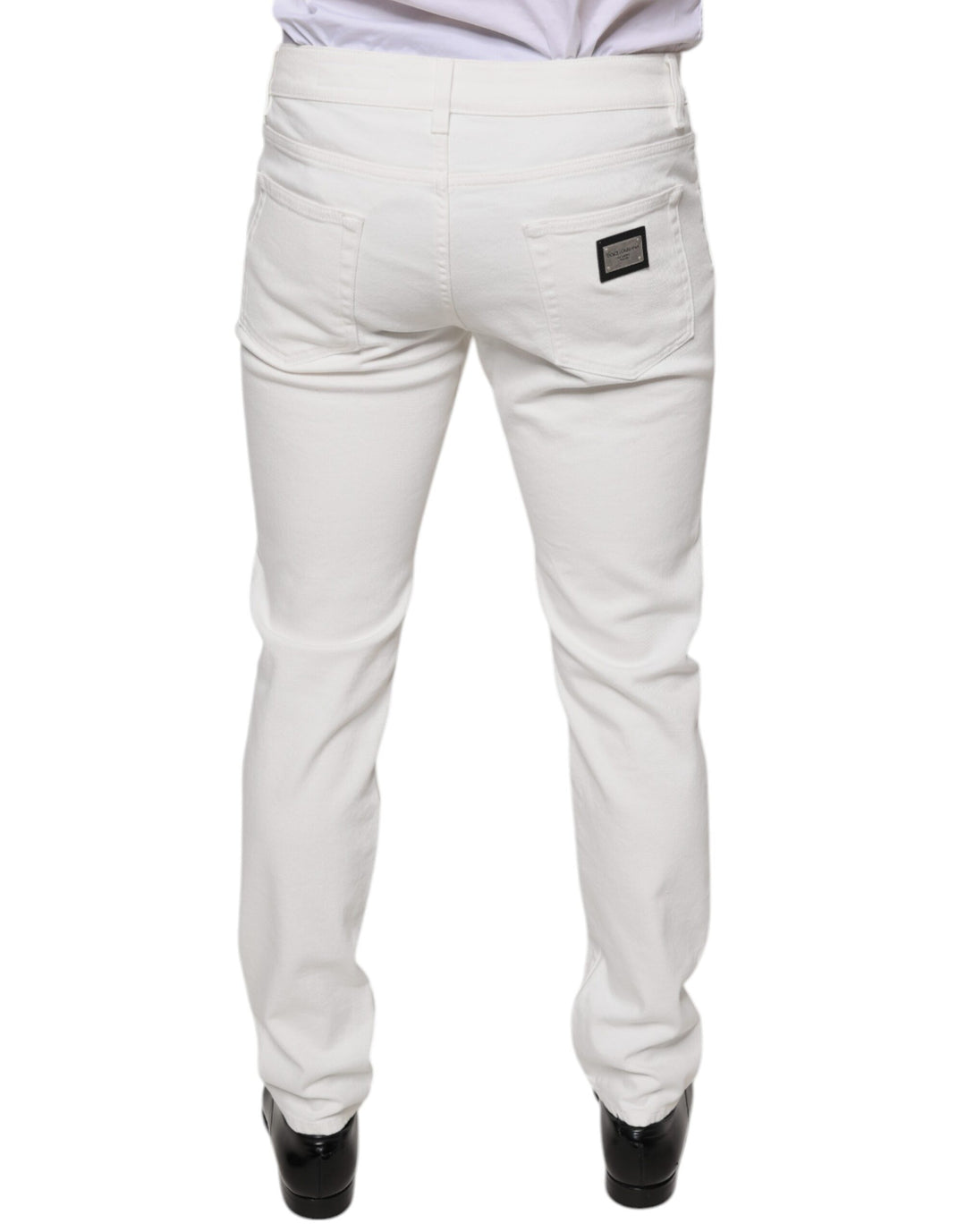 Dolce & Gabbana White Cotton Skinny Slim Men Denim Jeans by Dolce & Gabbana outlet now on sale