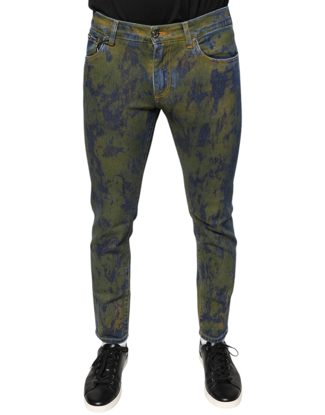 Dolce &amp; Gabbana Blue Cotton Dye Slim Fit Men Denim Jeans by Dolce &amp; Gabbana outlet now on sale