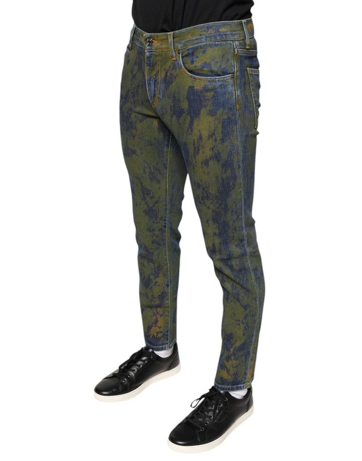 Dolce &amp; Gabbana Blue Cotton Dye Slim Fit Men Denim Jeans by Dolce &amp; Gabbana outlet now on sale